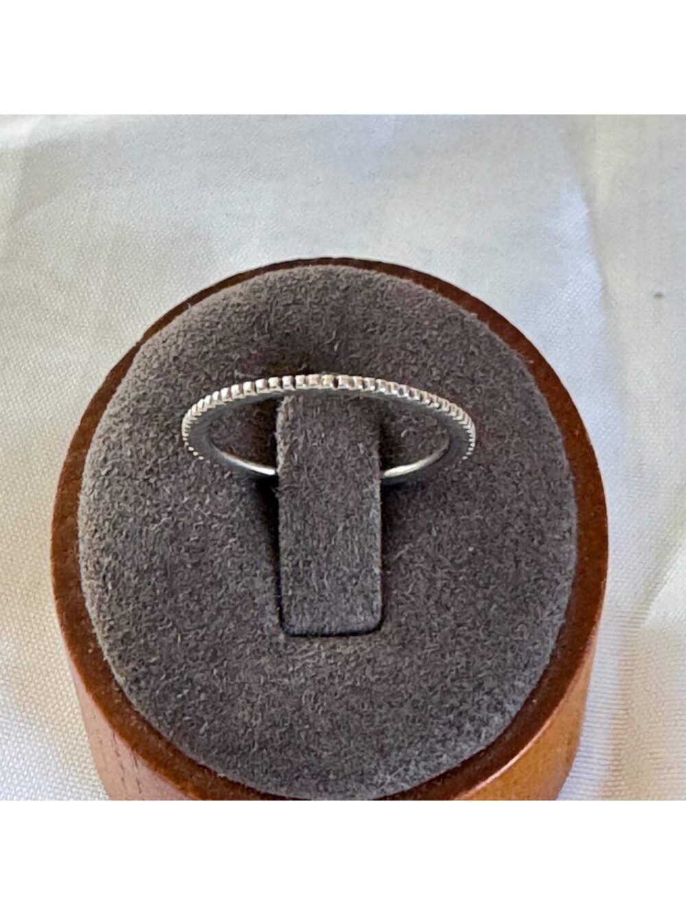 Stackable Sterling Silver 925 Band 0.75mm Beaded Design Ring Size 7.75